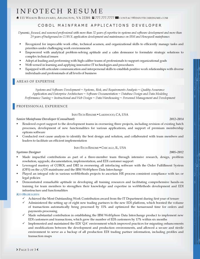 mainframe developer resume