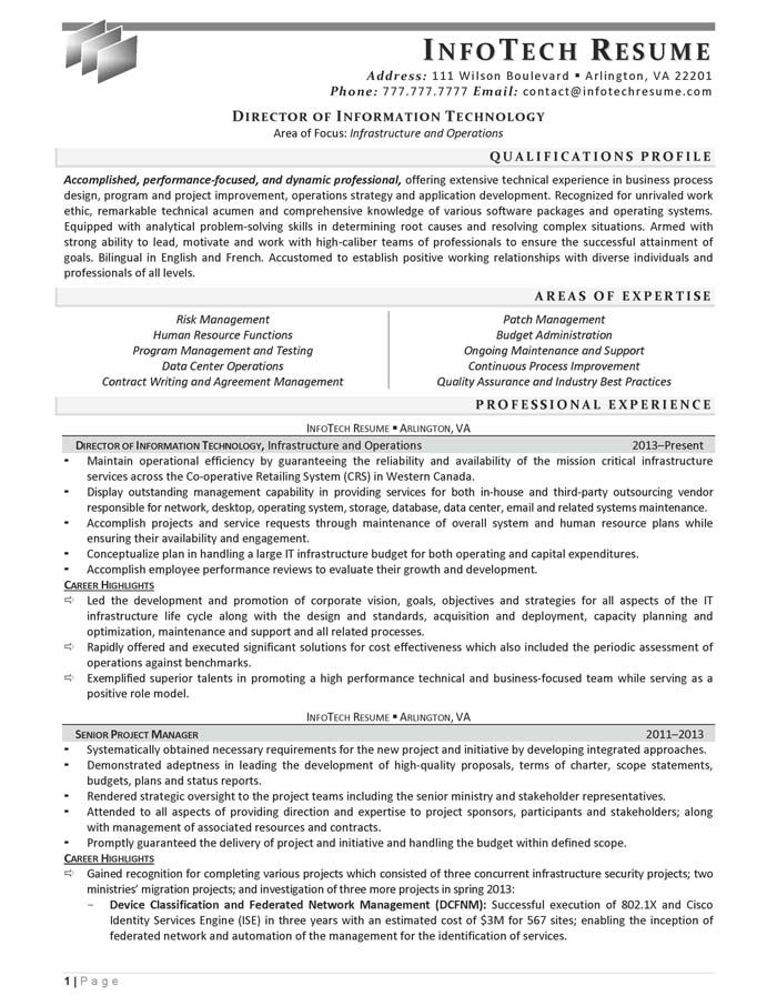 director of information technology resumes