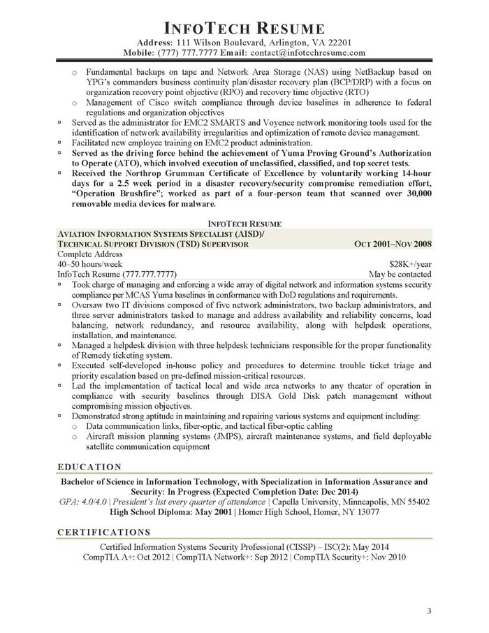 Project manager mainframe resume