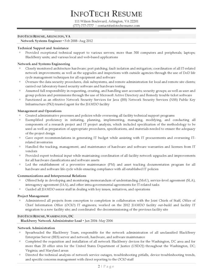 it systems administrator resumes
