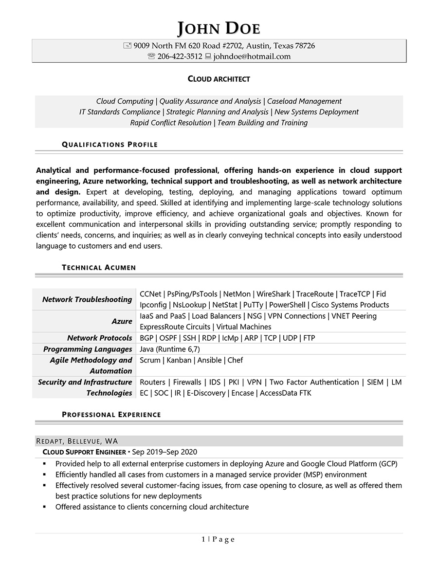 IT Resume Sample Infotech Resume