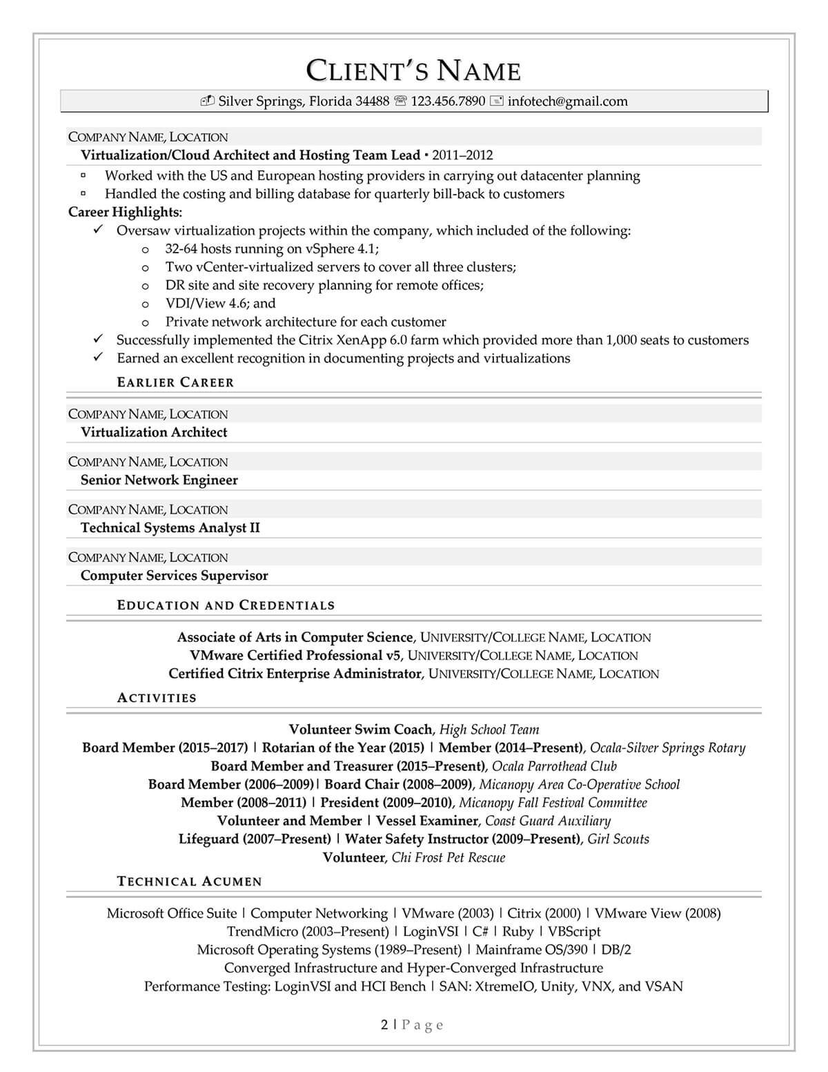 Infotech solution architect resume example 02