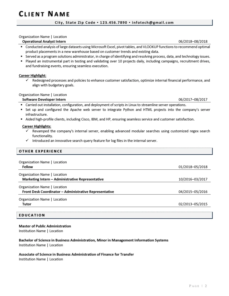 intermediate level data analyst resume example page 2