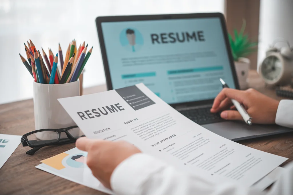 job seeker drafting a resume