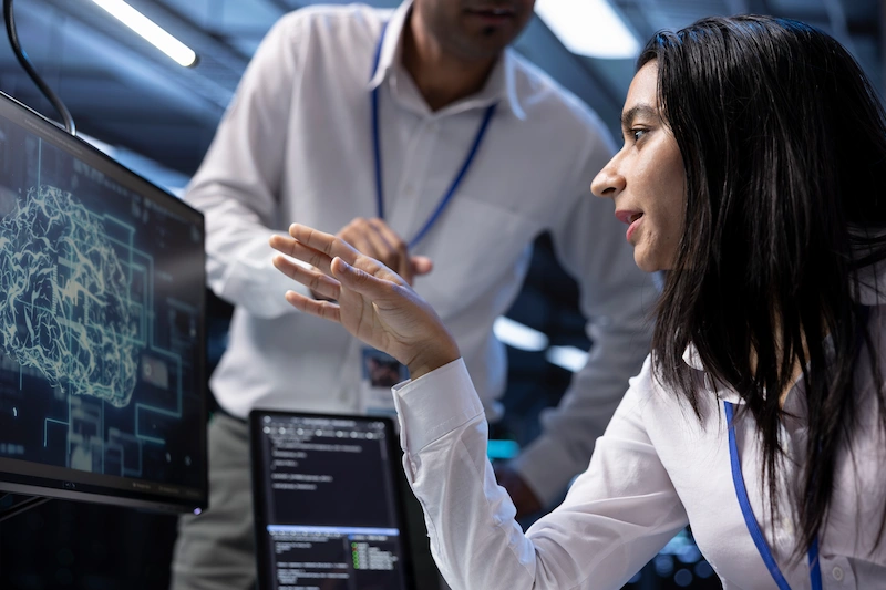 woman working on new system