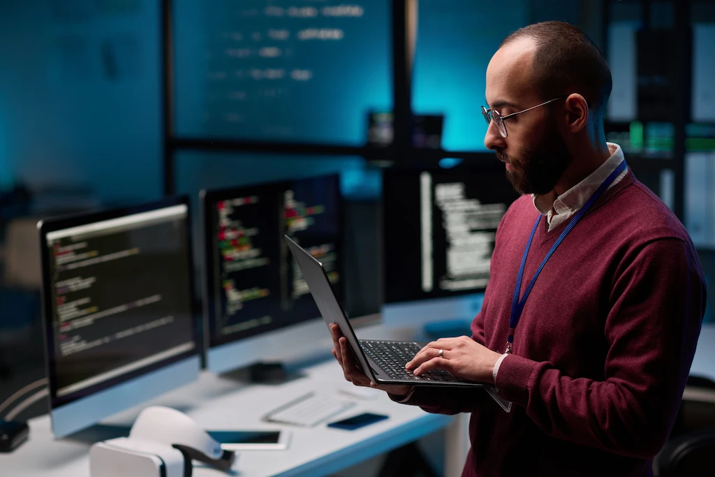 software engineer man focus programming